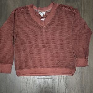 Knox Rose...Rose And Brown Textured Knit Sweater